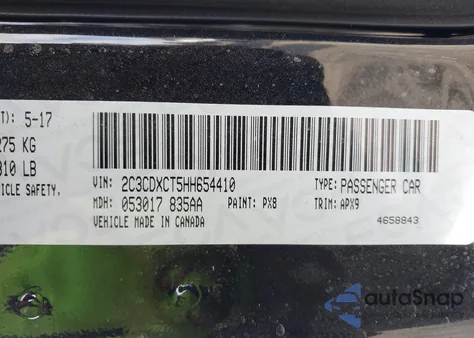 2017 Dodge Charger R/T Rwd из США, поврежденный, VIN 2C3CDXCT5HH654410